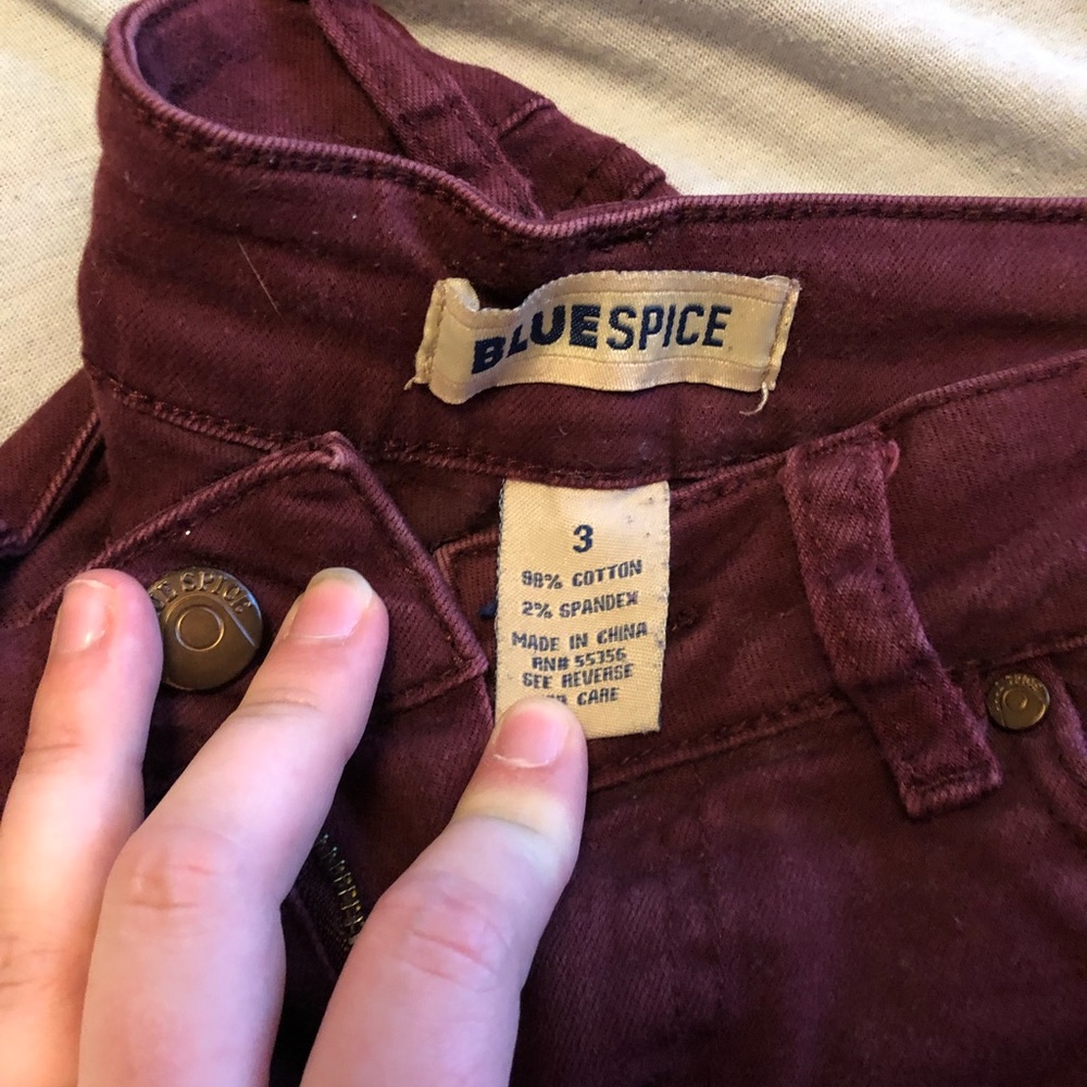 Blue spice brand maroon skinny jeans size 3